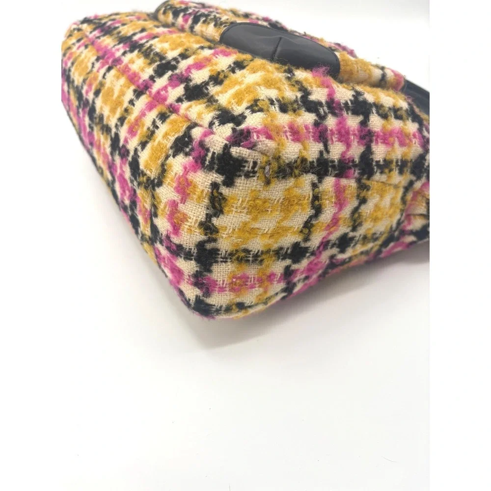 Coach Emma Wool‎ Tweed Tote F25083 Multicolor Leather Trim Shoulder Bag